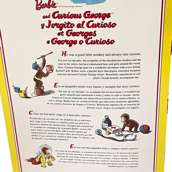 Barbie Fashion Doll Curious George Collectible Keepsake Ed 2000 Vintage NEW - Picture 6 of 7